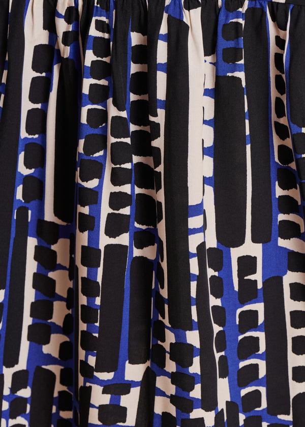 La Fée Maraboutée Robe Longue Bleue à Imprimé Manches Courtes