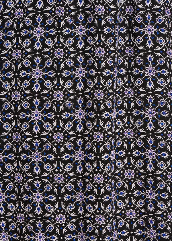 La Fée Maraboutée Robe Longue Cintrée Noire à Imprimé