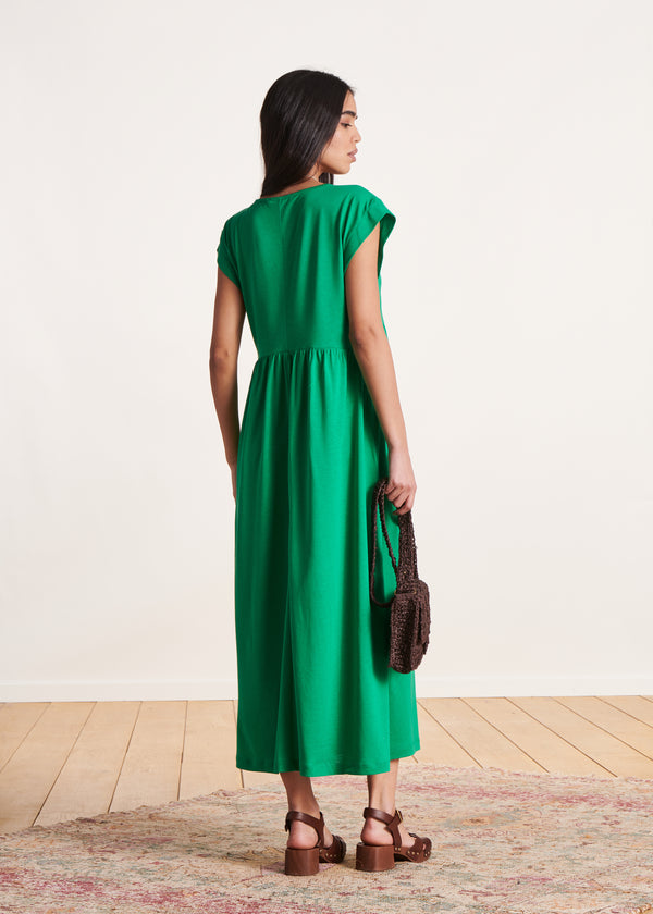 La Fée Maraboutée Robe Mi-longue Col V Verte En Lyocell
