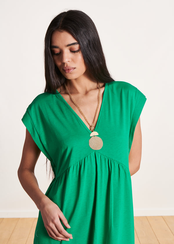 La Fée Maraboutée Robe Mi-longue Col V Verte En Lyocell