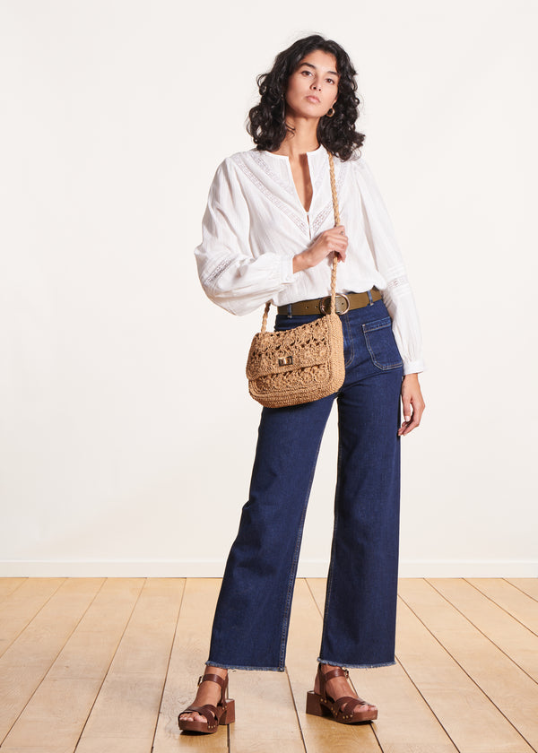 La Fée Maraboutée Sac Bandoulière Effet Raphia Beige