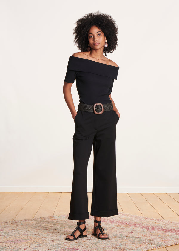 La Fée Maraboutée Sandales Plates Noires Multibrides En Cuir