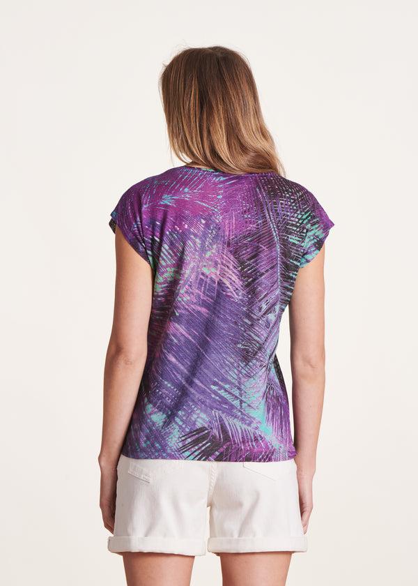 La Fée Maraboutée T-shirt En Jersey Lin Violet à Imprimé
