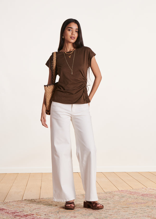 La Fée Maraboutée T-shirt Marron à Manches Courtes En Lyocell