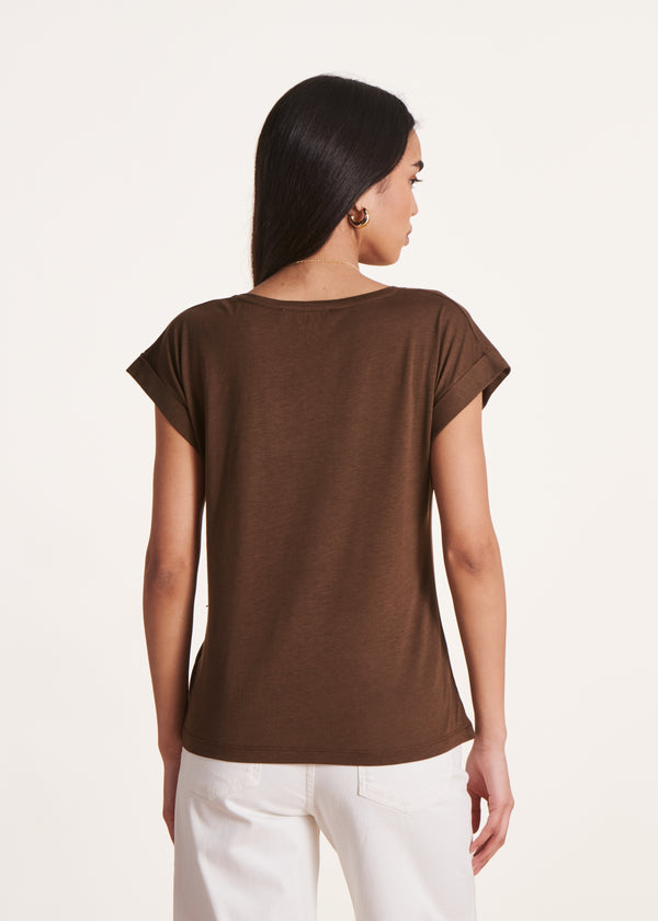 La Fée Maraboutée T-shirt Marron à Manches Courtes En Lyocell