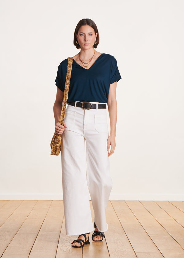 La Fée Maraboutée T-shirt Oversize Bleu Pétrole Manches Courtes