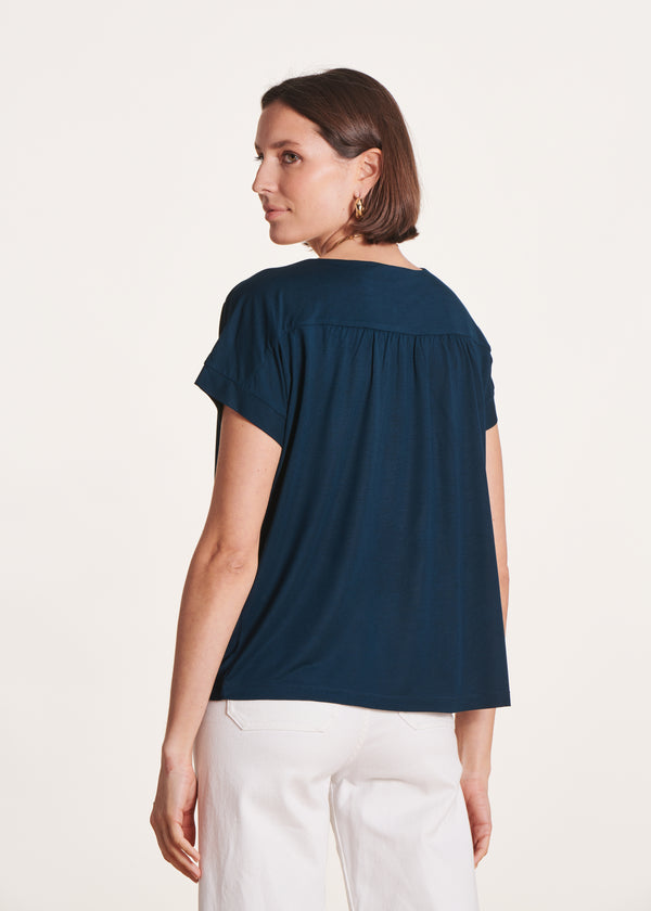 La Fée Maraboutée T-shirt Oversize Bleu Pétrole Manches Courtes