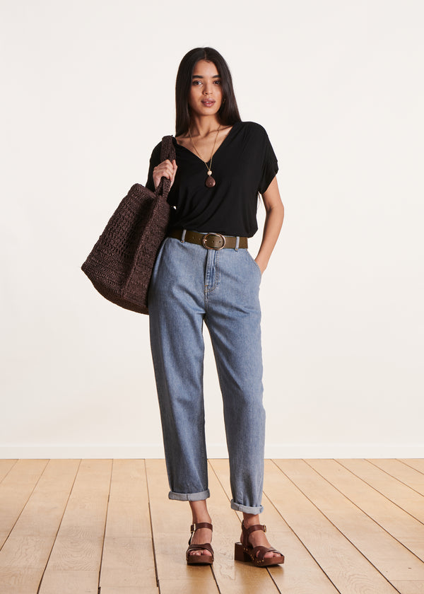 La Fée Maraboutée T-shirt Oversize Noir Manches Courtes