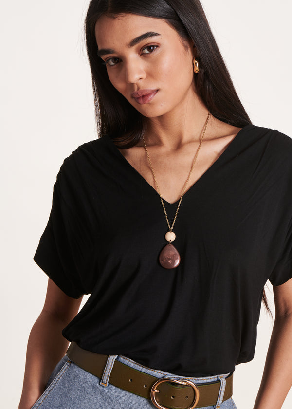 la fée maraboutée T-shirt oversize noir manches courtes