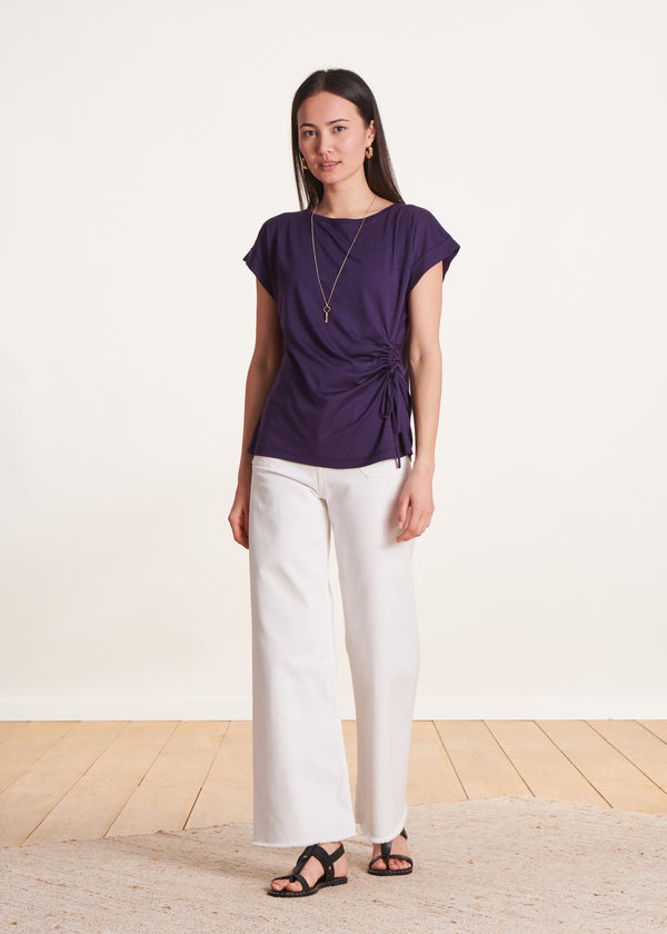 La Fée Maraboutée T-shirt Prune à Manches Courtes En Lyocell