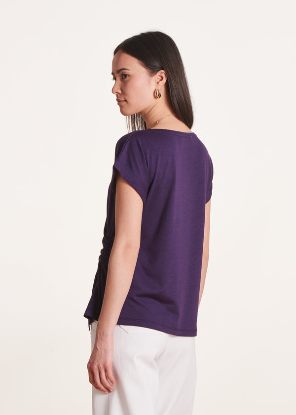 La Fée Maraboutée T-shirt Prune à Manches Courtes En Lyocell
