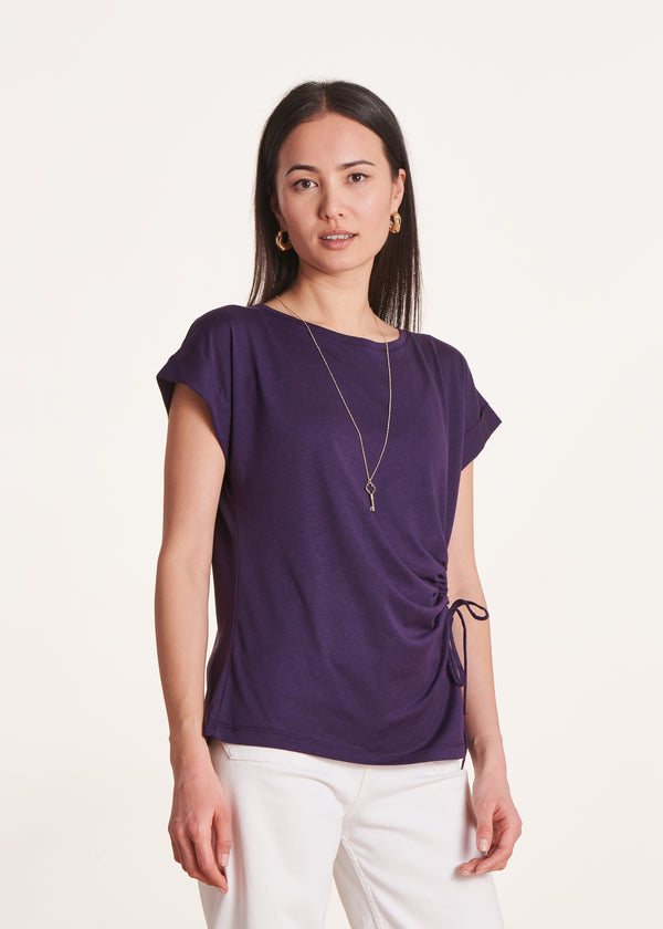 la fée maraboutée T-shirt prune à manches courtes en lyocell