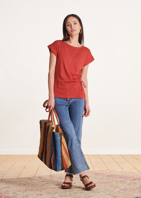 La Fée Maraboutée T-shirt Rouge à Manches Courtes En Lyocell