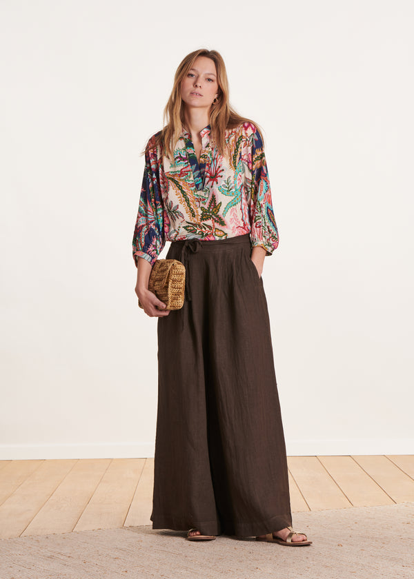 La Fée Maraboutée Top Ample à Imprimé Floral Rose Et Bleu