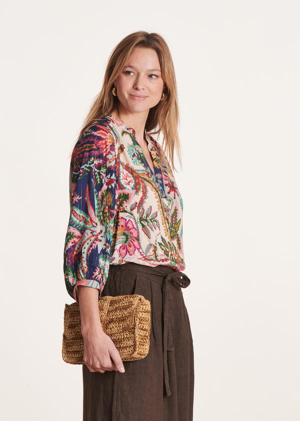 la fée maraboutée Top ample à imprimé floral rose et bleu