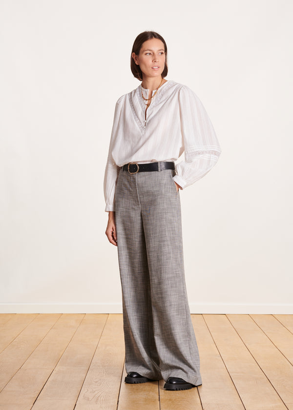 La Fée Maraboutée Top Manches Longues Blanc En Voile De Coton Biologique