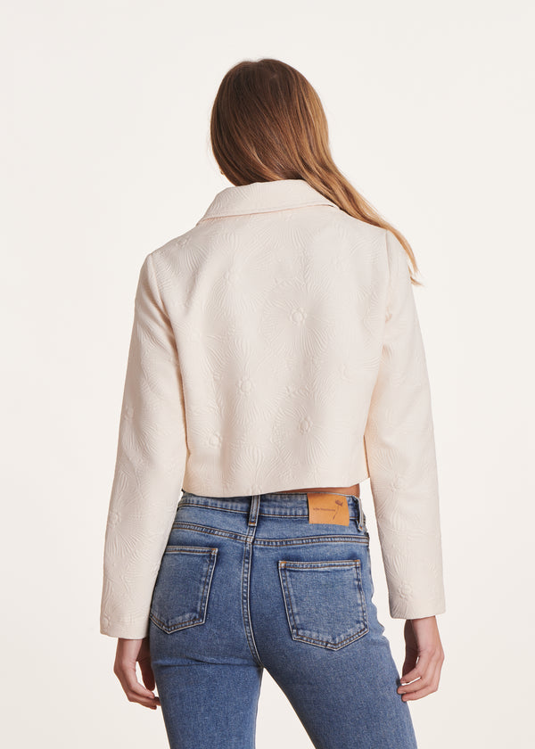 La Fée Maraboutée Veste Courte En Jacquard écru à Col Chemise