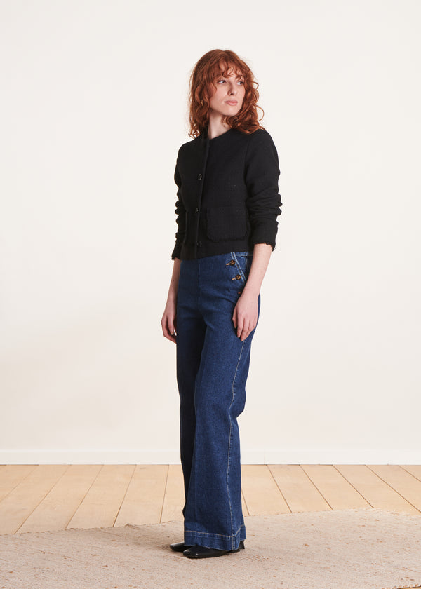 La Fée Maraboutée Veste Courte Et Droite Noire à Col Rond