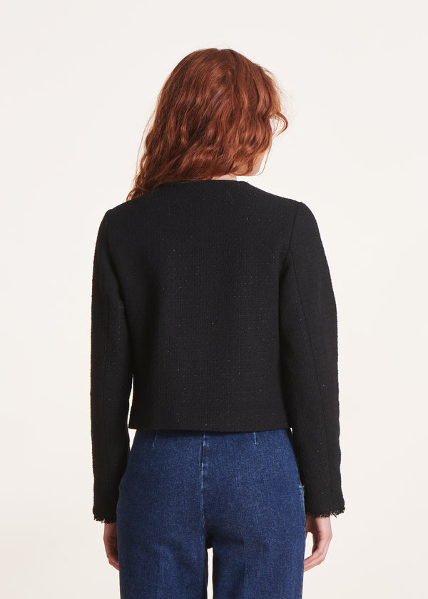 La Fée Maraboutée Veste Courte Et Droite Noire à Col Rond