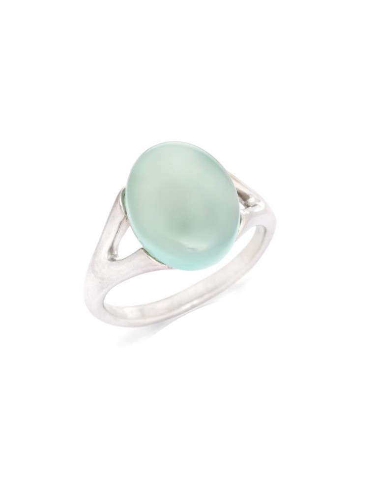 la maison de l'ambre BAGUE AGATE AQUA ARGENT RHODIE