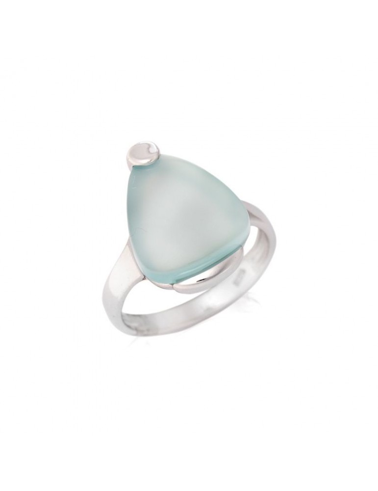 la maison de l'ambre BAGUE AGATE AQUA ARGENT RHODIE