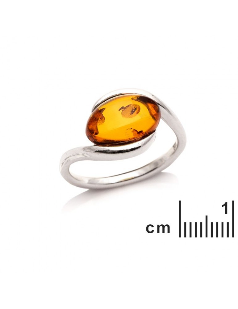La Maison De L'ambre BAGUE ARGENT RHODIE AMBRE COGNAC