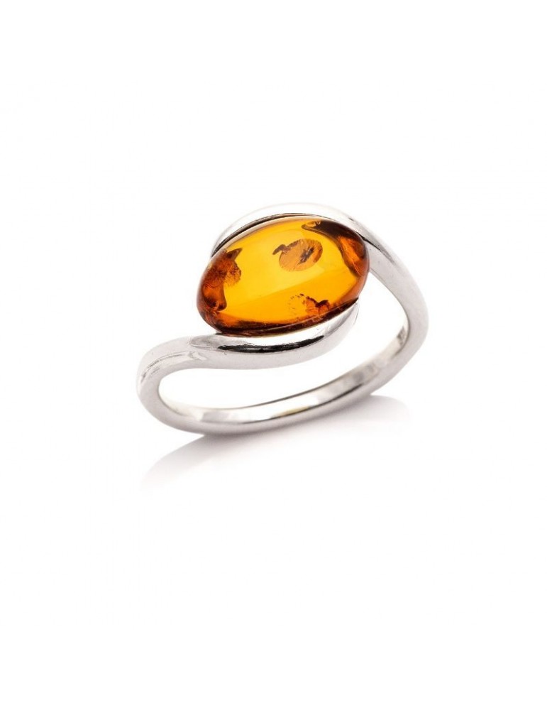la maison de l'ambre BAGUE ARGENT RHODIE AMBRE COGNAC