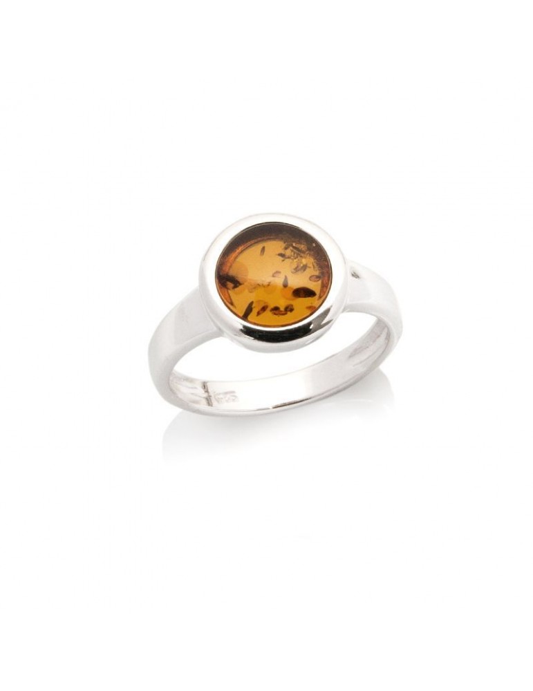 la maison de l'ambre BAGUE ARGENT RHODIE AMBRE COGNAC