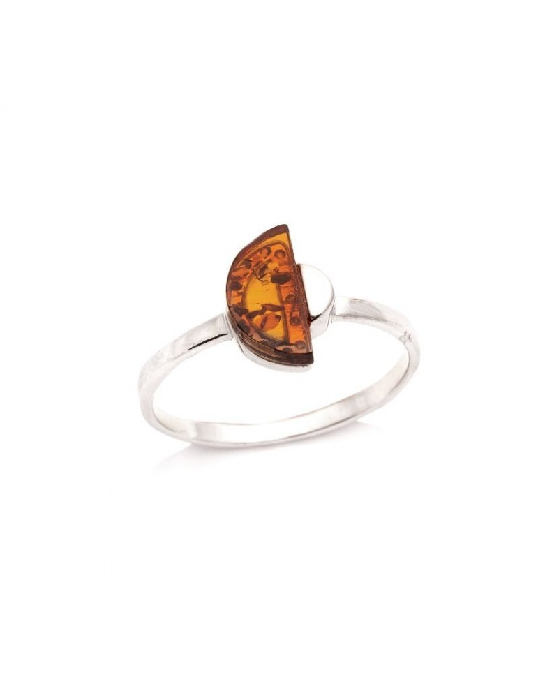 la maison de l'ambre BAGUE ARGENT RHODIE AMBRE COGNAC