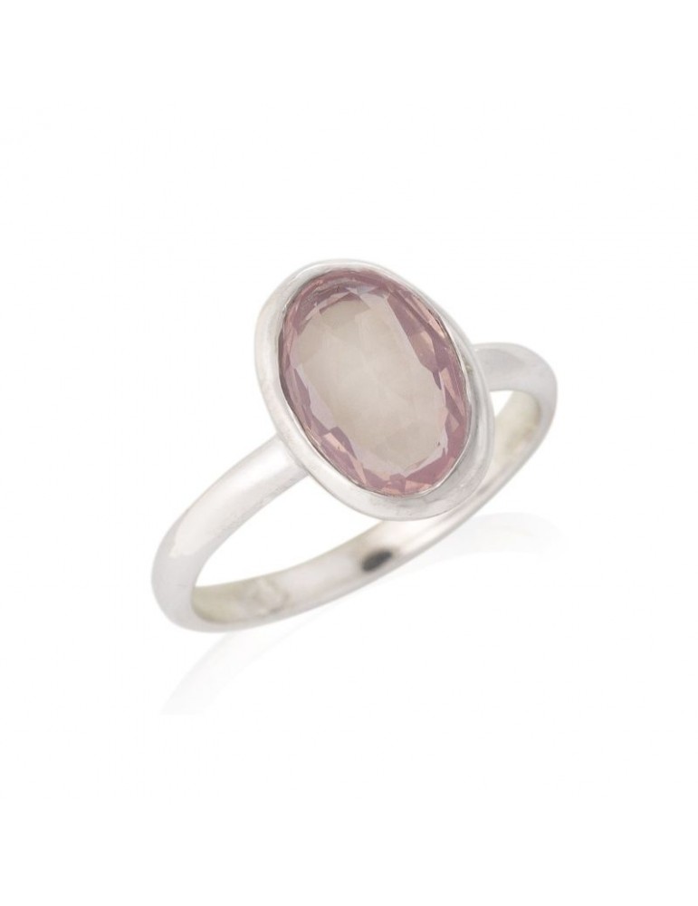 la maison de l'ambre Bague Quartz rose argent rhodie