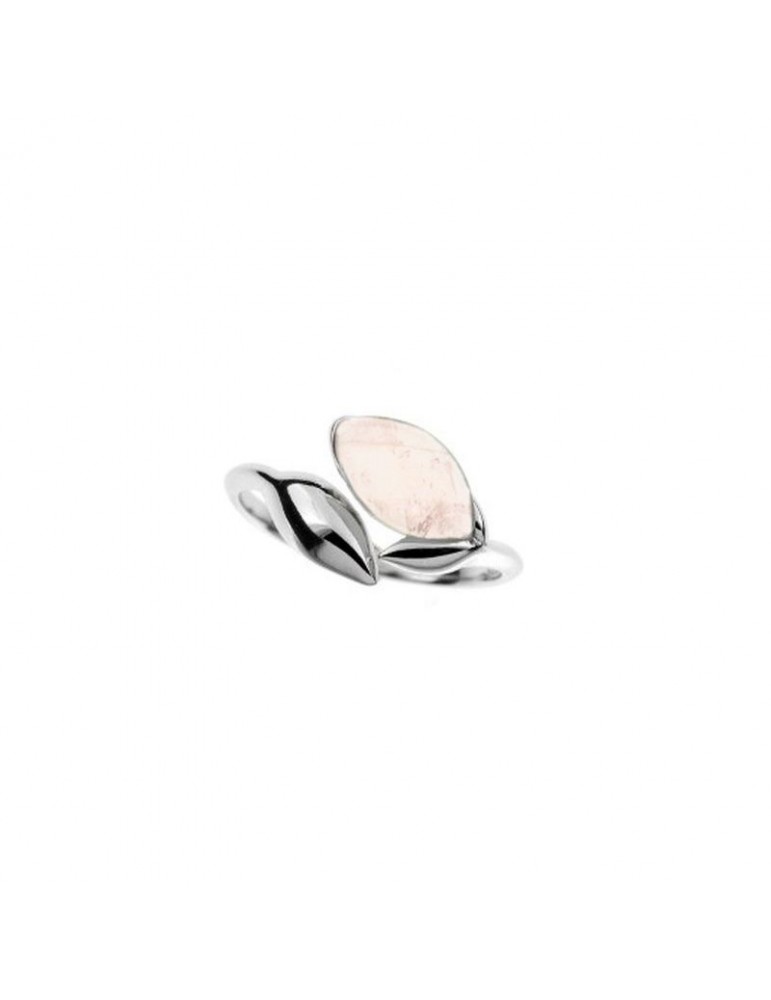 la maison de l'ambre BAGUE QUARTZ ROSE ARGENT RHODIE