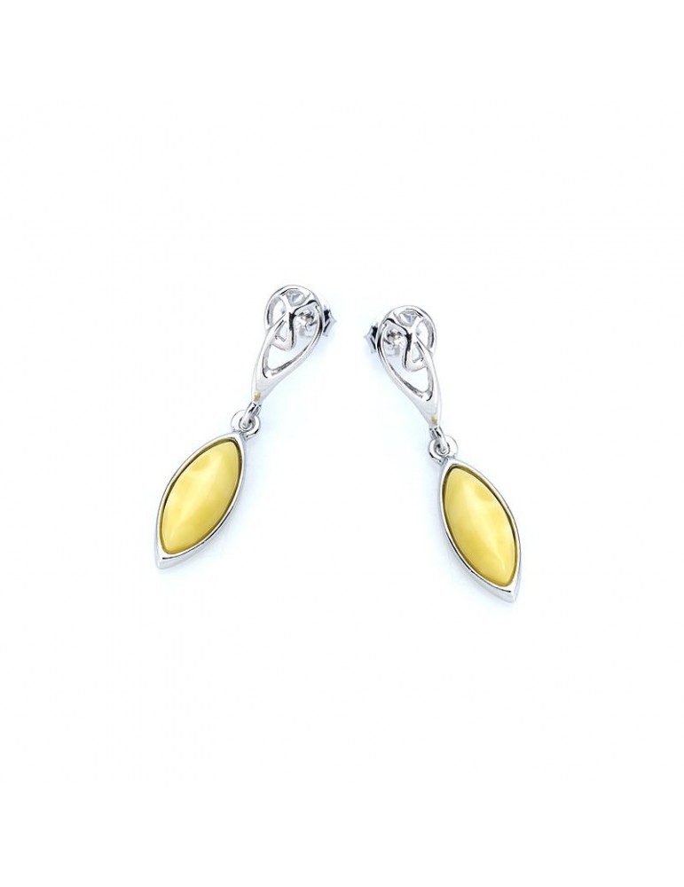 la maison de l'ambre BO ARGENT RHODIE AMBRE MIEL OPAQUE