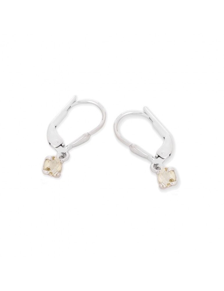 la maison de l'ambre BO Quartz Jaune ronde argent rhodie