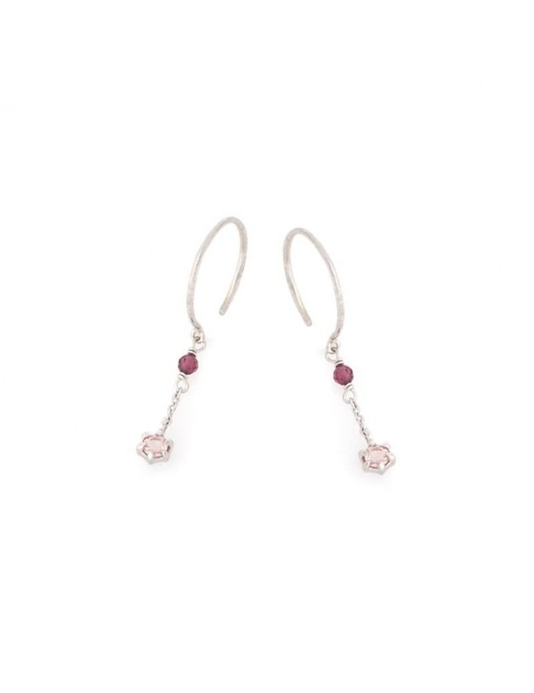 la maison de l'ambre BO Quartz Rose Grenat argent rhodie