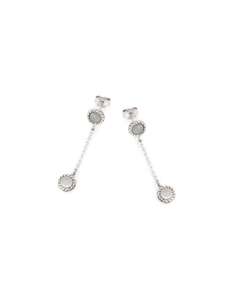 la maison de l'ambre BOUCLE D'OREILLE ARGENT AGATE AQUA
