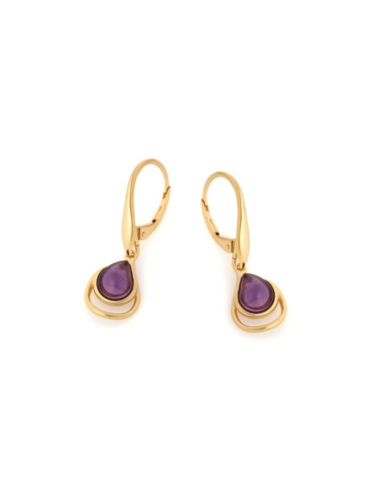 la maison de l'ambre BOUCLES D'OREILLES AMETHYSTE ARGENT DORE
