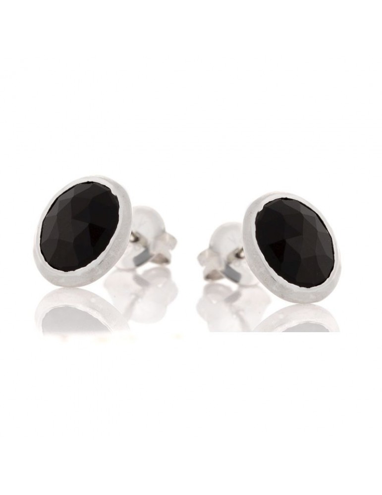 la maison de l'ambre BOUCLES D'OREILLES ONYX ARGENT