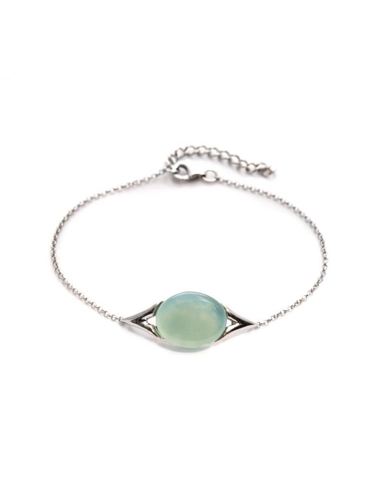 la maison de l'ambre BRACELET AGATE AQUA ARGENT RHODIE
