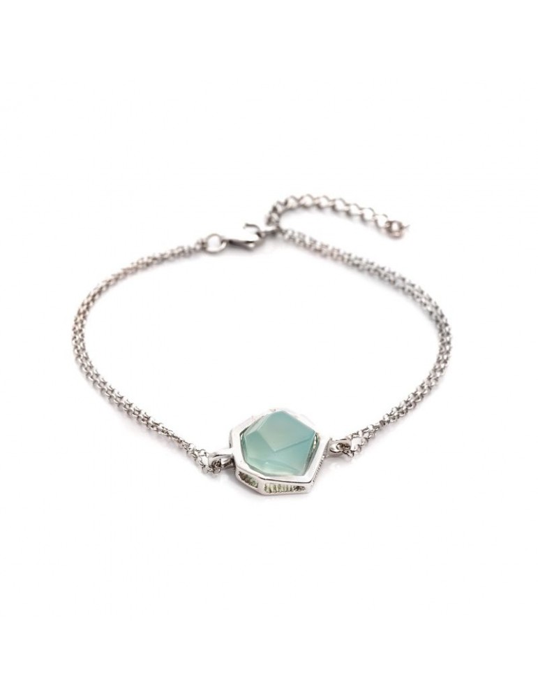 la maison de l'ambre BRACELET AGATE BLEUE ARGENT RHODIE