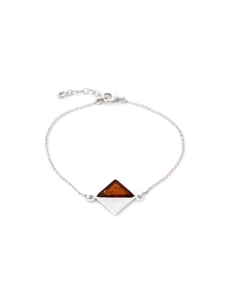 la maison de l'ambre BRACELET AMBRE COGNAC ARGENT RHODIE