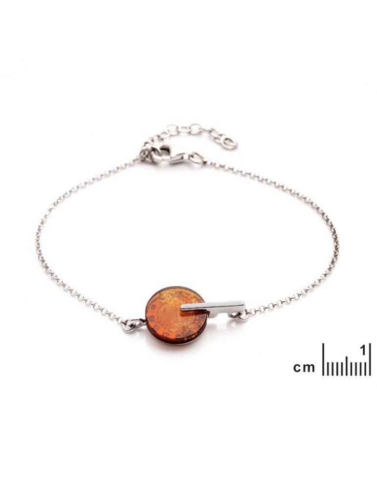 La Maison De L'ambre BRACELET ARGENT RHODIE AMBRE COGNAC