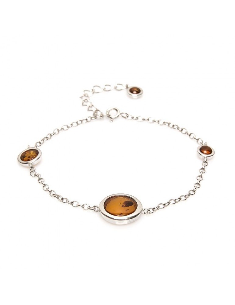 la maison de l'ambre BRACELET ARGENT RHODIE AMBRE COGNAC