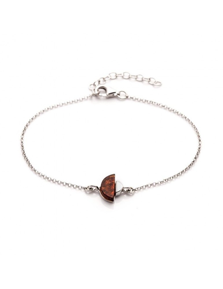 la maison de l'ambre BRACELET ARGENT RHODIE AMBRE COGNAC