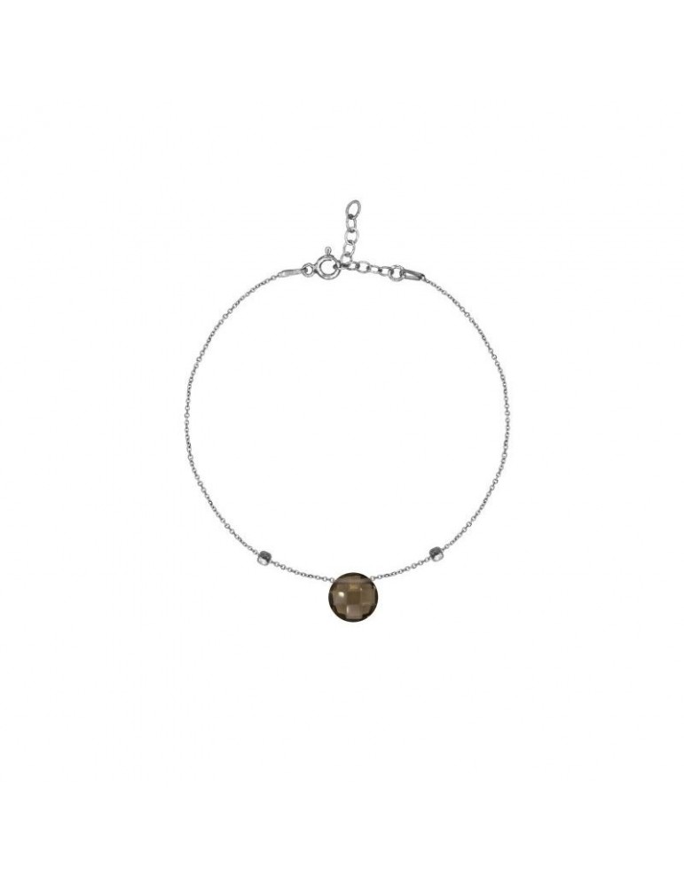 la maison de l'ambre BRACELET QUARTZ FUME ARGENT RHODIE