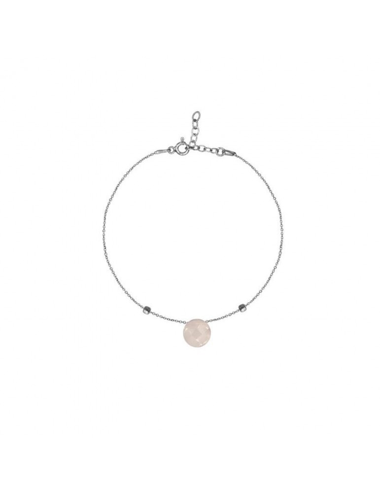 la maison de l'ambre BRACELET QUARTZ ROSE ARGENT RHODIE