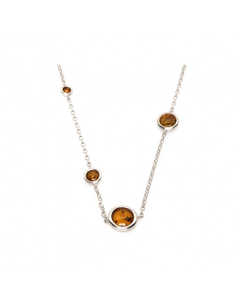 la maison de l'ambre COLLIER ARGENT RHODIE AMBRE COGNAC