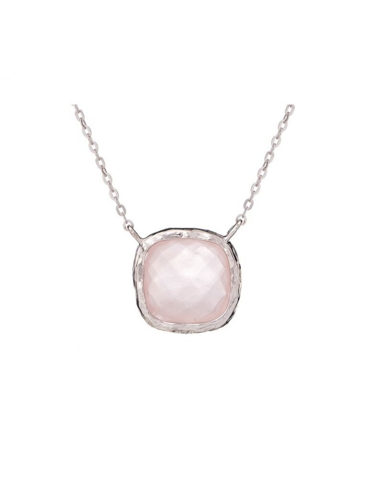 la maison de l'ambre Collier Quartz Rose argent rhodie