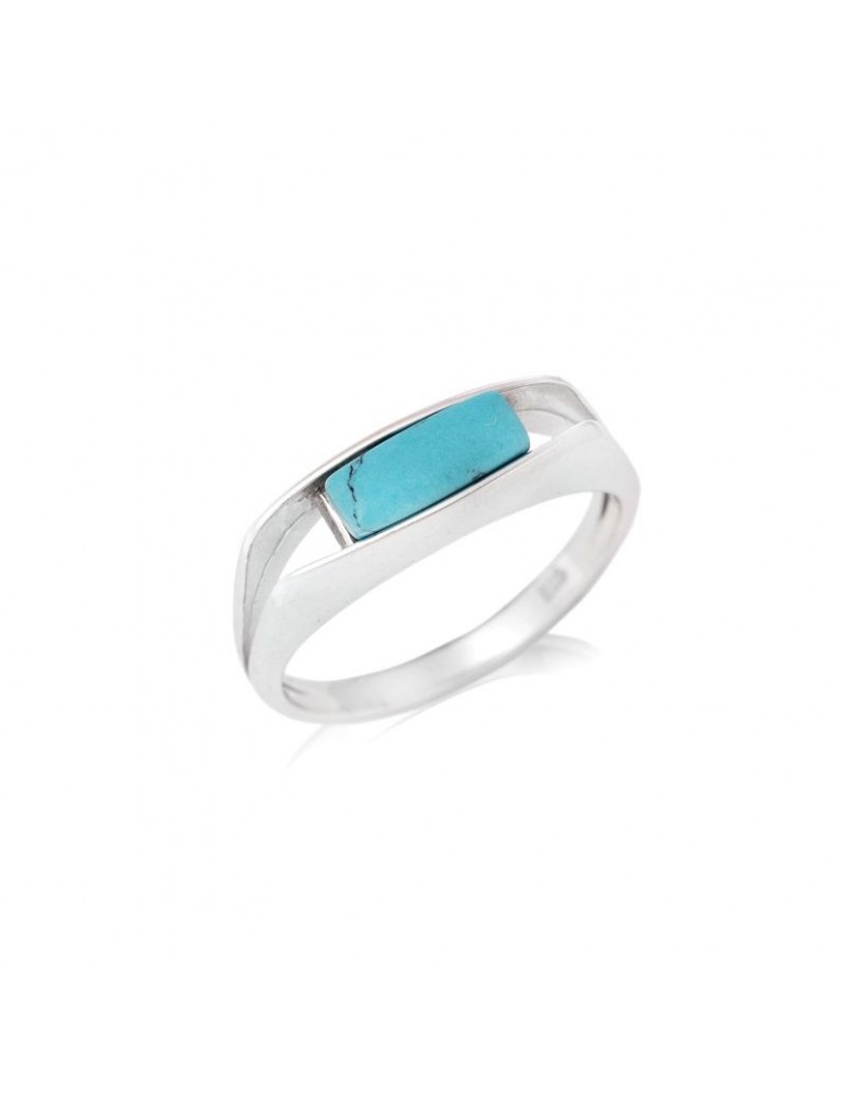 la maison de l'ambre BAGUE TURQUOISE ARGENT RHODIE