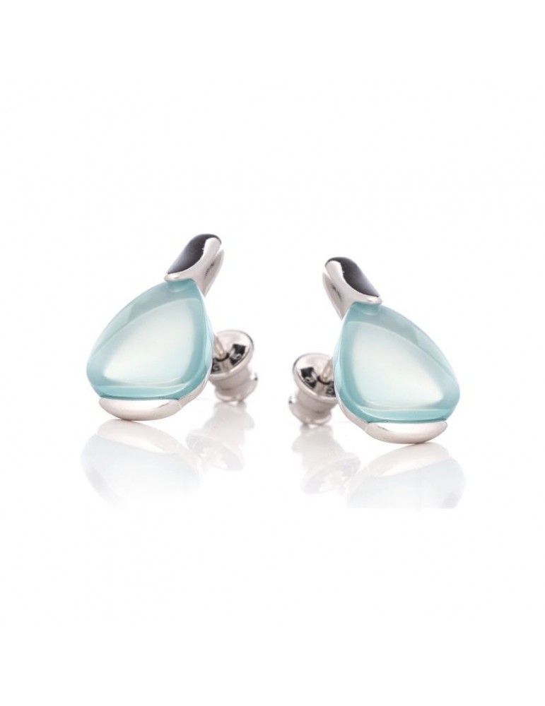 la maison de l'ambre BO AGATE AQUA ARGENT RHODIE