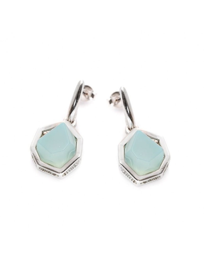 la maison de l'ambre BO AGATE BLEUE ARGENT RHODIE